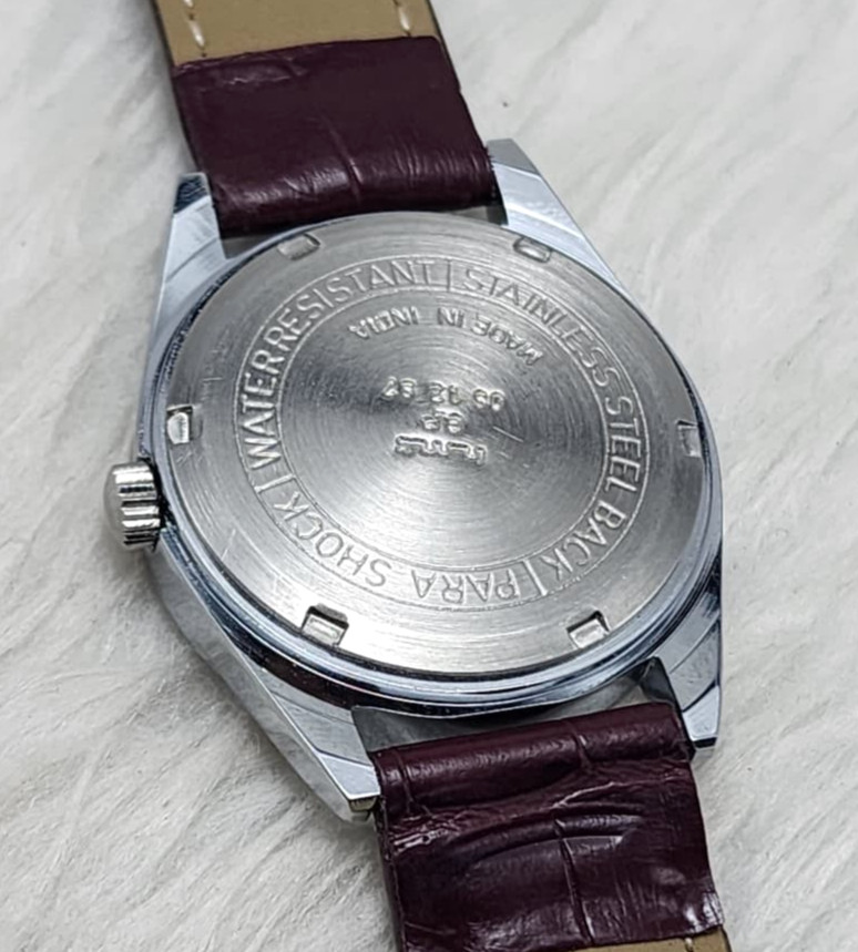 Rare HMT Himalaya Maroon Dial Mechanical Watch Blue Strap 17 Jewels Running