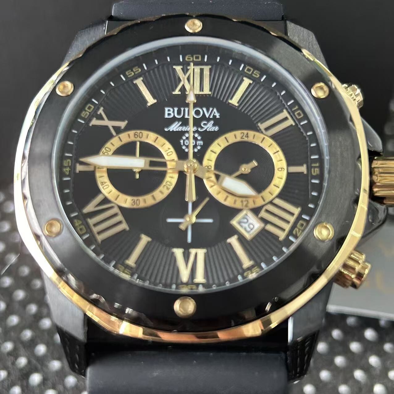 Bulova Marine Star 98B278 Men’s Quartz Chronograph Watch Black Dial 44MM 98B278