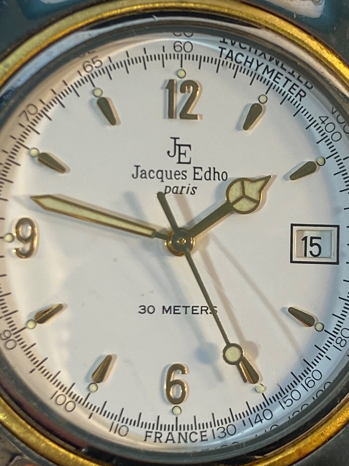 MENS JACQUES EDHO Paris WRIST WATCH #JE790,QUARTZ,France,18k Gold Plated Case
