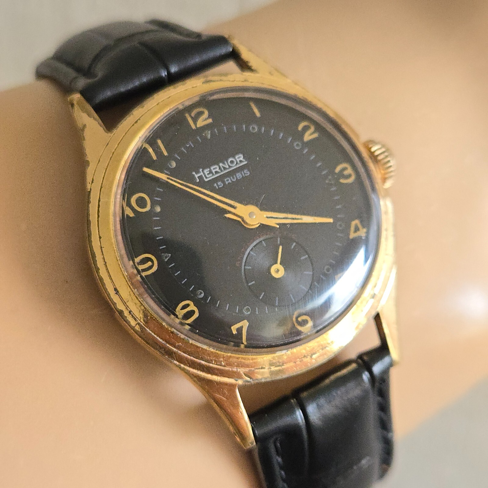 Vintage HERNOR men’s manual winding watch cal.Cupillard 233 15RUBIS swiss 1930s