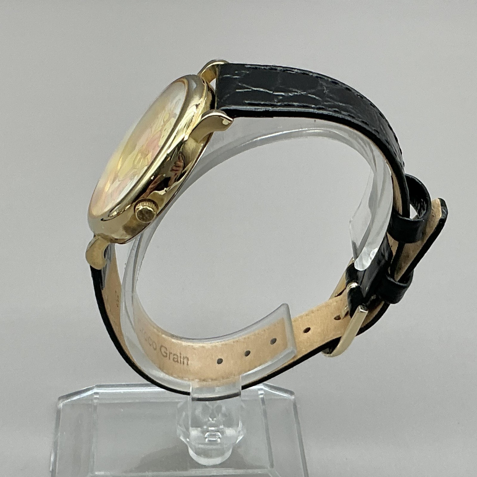 Timex Womens Watch Pooh Tigger Multicolor Dial Black Leather Strap Quartz Analog