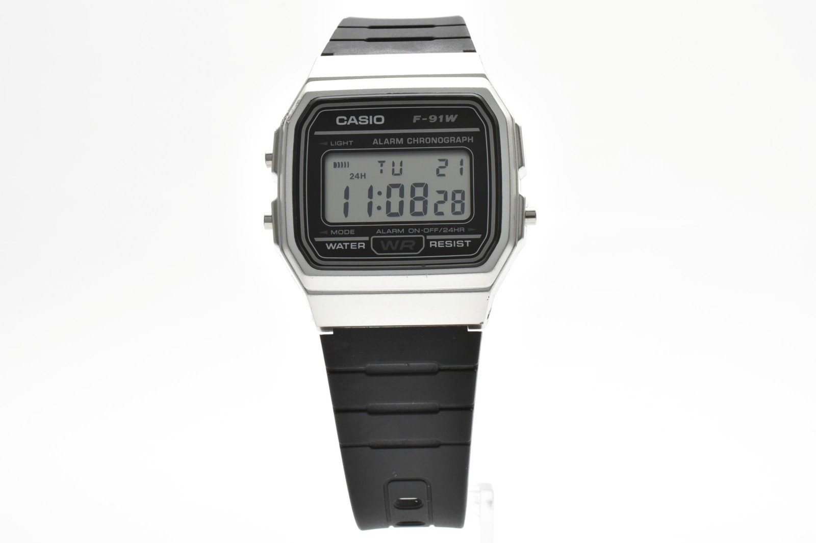 【EXC+５】CASIO F-91W Digital Quartz Watch Black Resin Alarm Chronograph 30M Japan