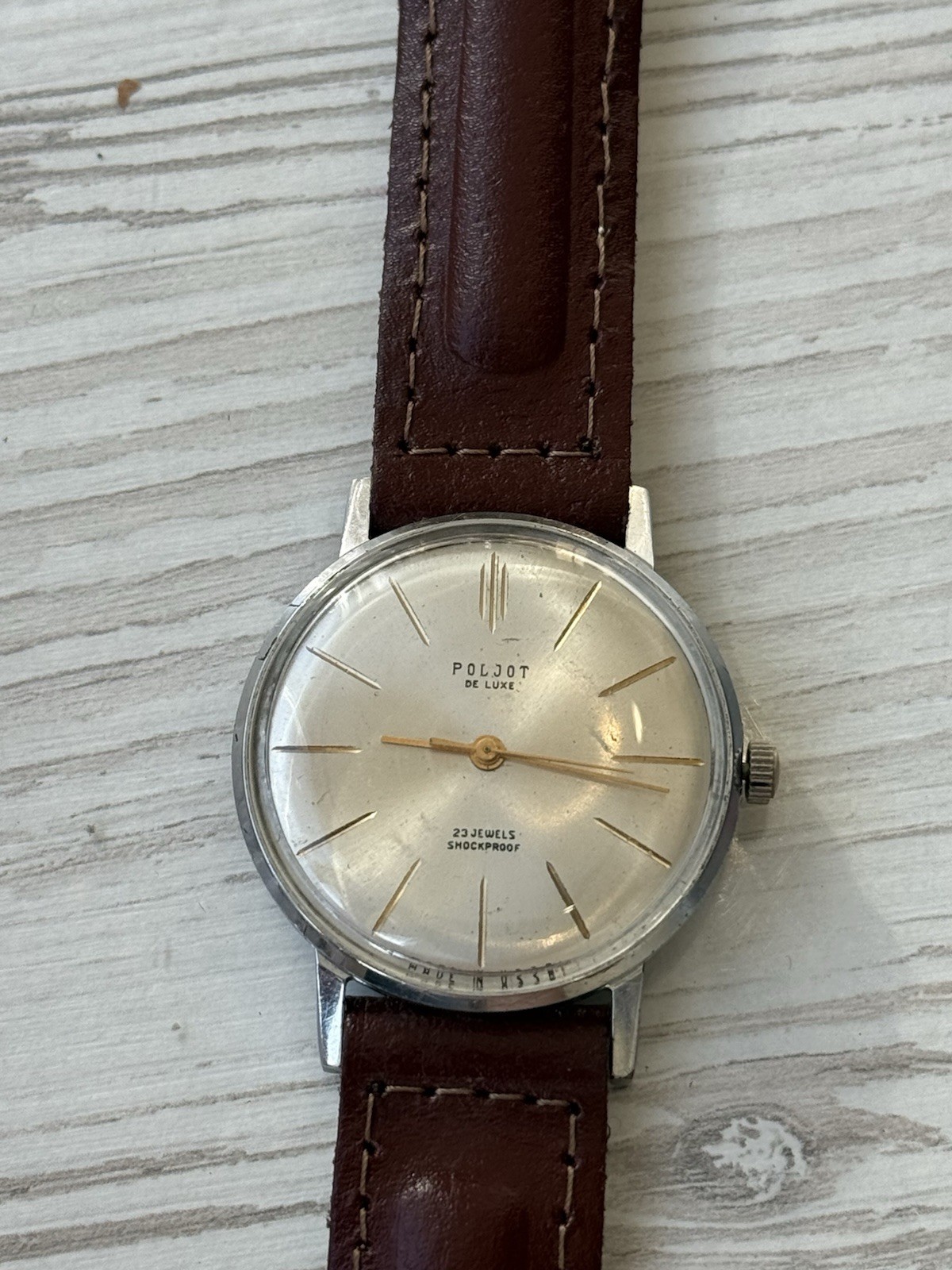 Vintage Poljot De Luxe 23 Jewels USSR Soviet Dress Watch Shockproof