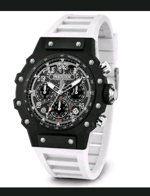 $279 Invicta Racing Vaulthan Men Black White 44mm Quartz Watch 69675 New In Box