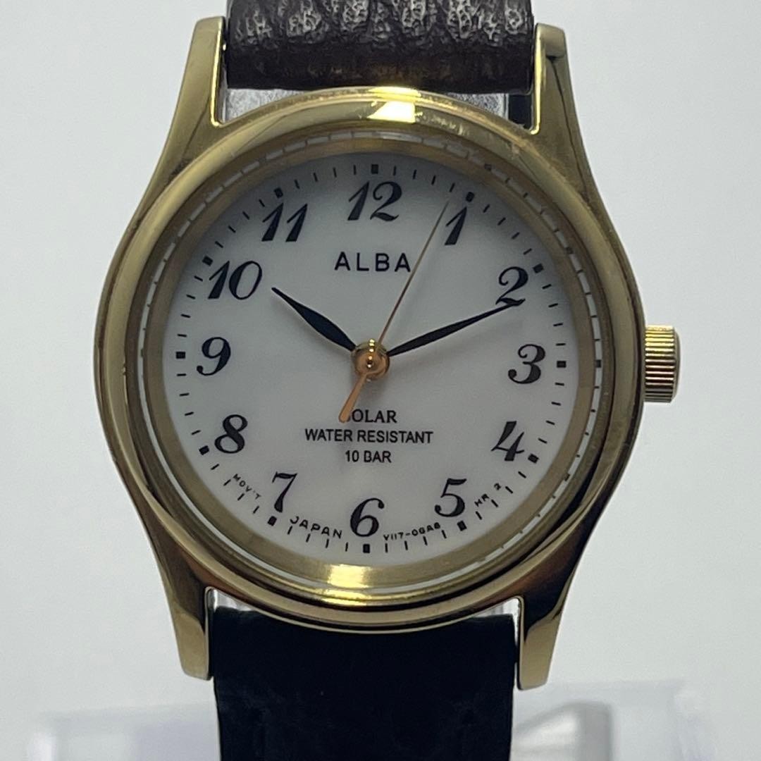 Alba V117-0AP0 Solar Womens White Dial Watch