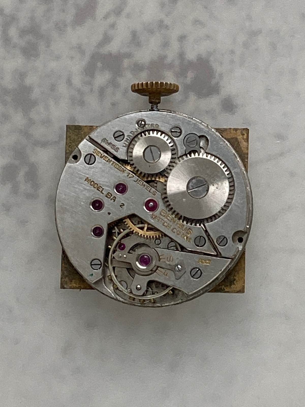 A Vintage Benrus 10K Rolled Gold and Stainless Steel Back Tank Watch