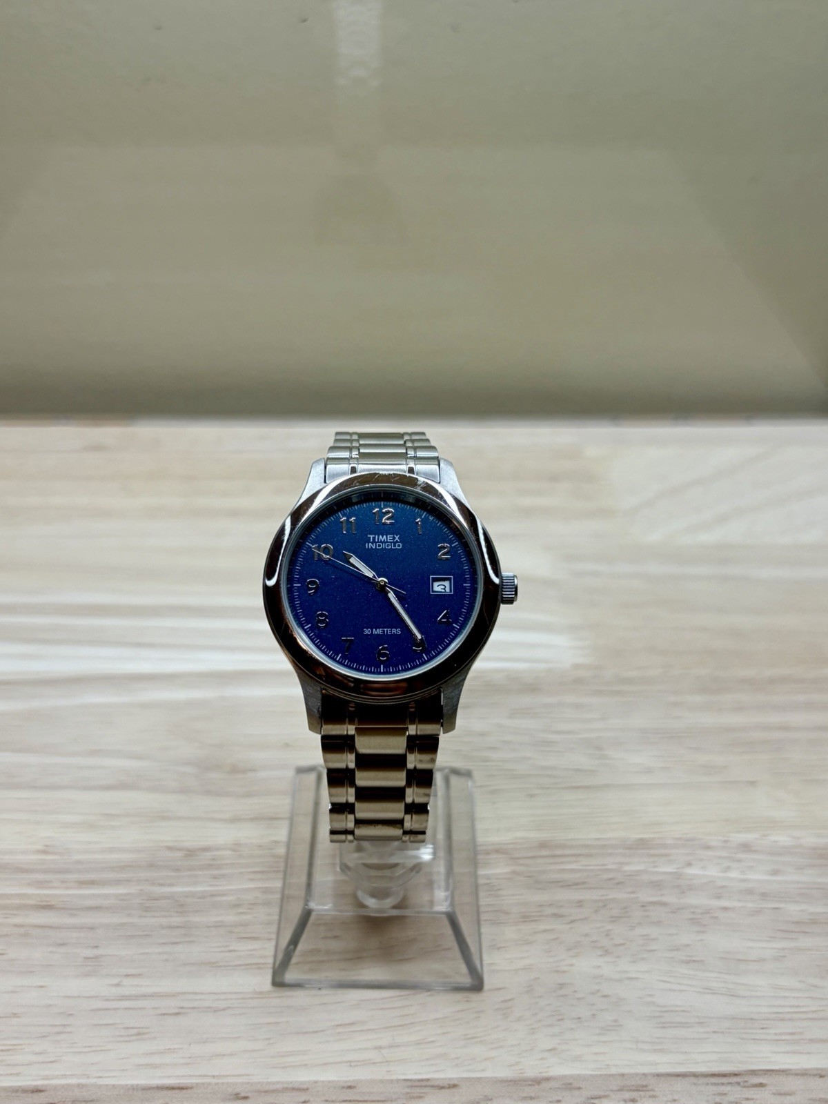 Timex Indiglo Quartz Watch | Blue Dial | Stainless Bracelet | New Battery |