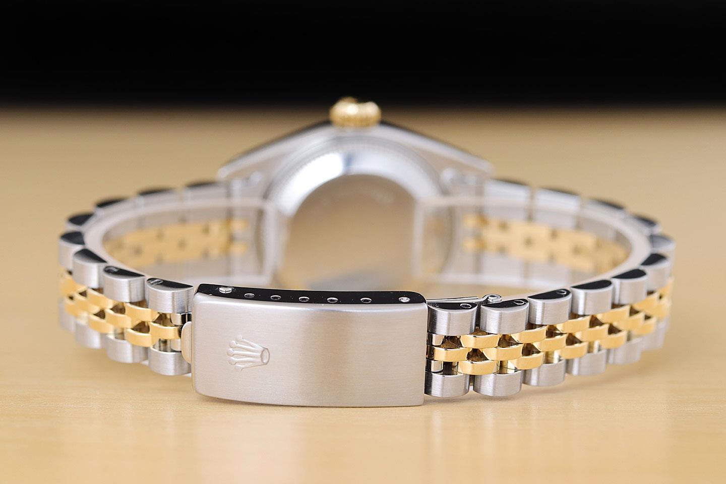 ROLEX LADIES DATEJUST 69173 HOUNDSTOOTH DIAL 18K YELLOW GOLD STEEL 2-TONE WATCH
