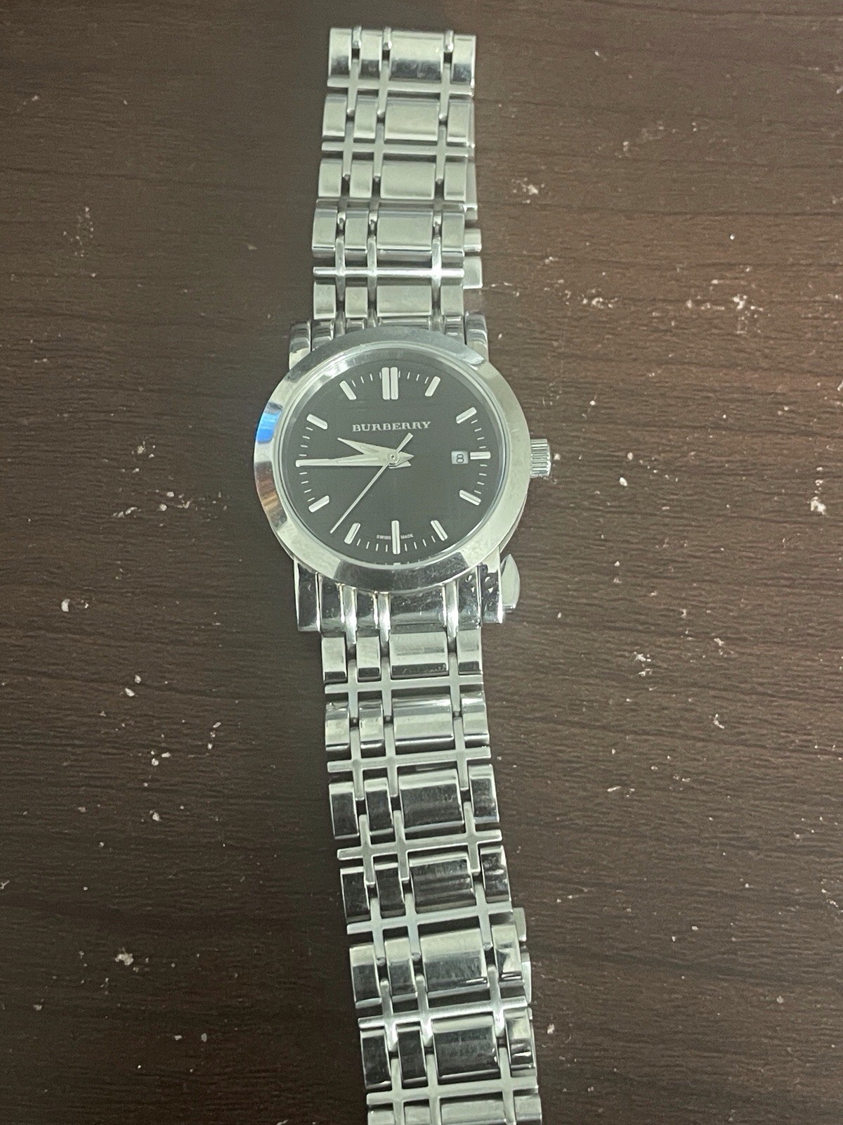 Burberry Unisex Quartz Date Black Dial 38mm Silver SS Bracelet 50m Watch