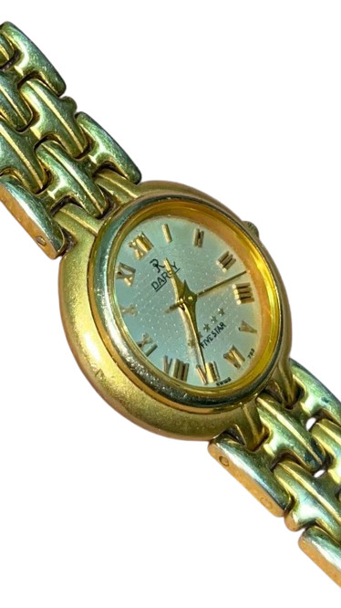 Vintage Darky Five Star Swiss Made Women’s Gold Plated Bracelet Watch 1990s 753.