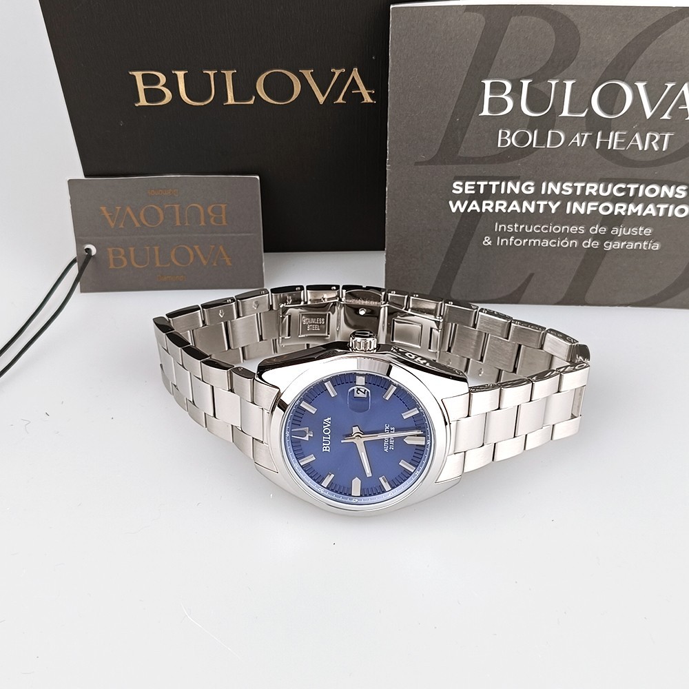 Men’s Bulova Classic Surveyor 96B436 Blue Dial Stainless Steel Automatic Watch
