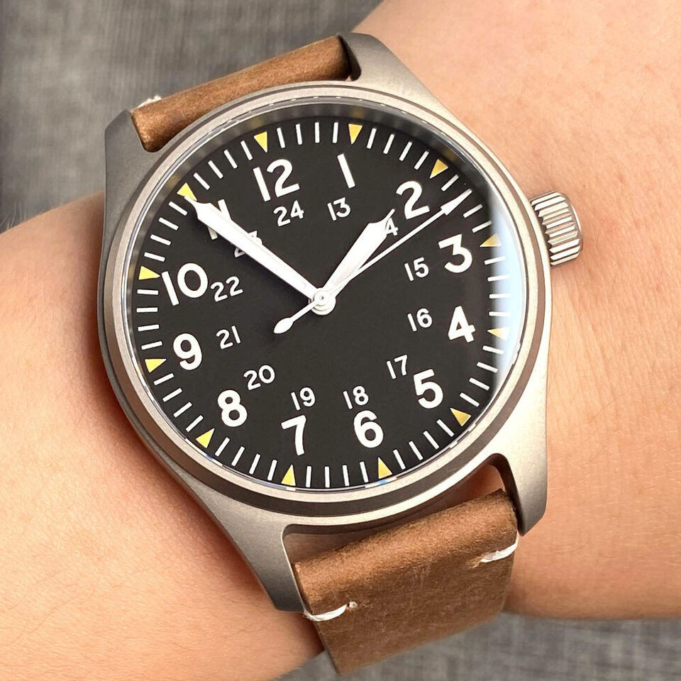 Titanium 39mm Tandorio NH35 20ATM Diver Sapphire Glass Black Automatic Men Watch