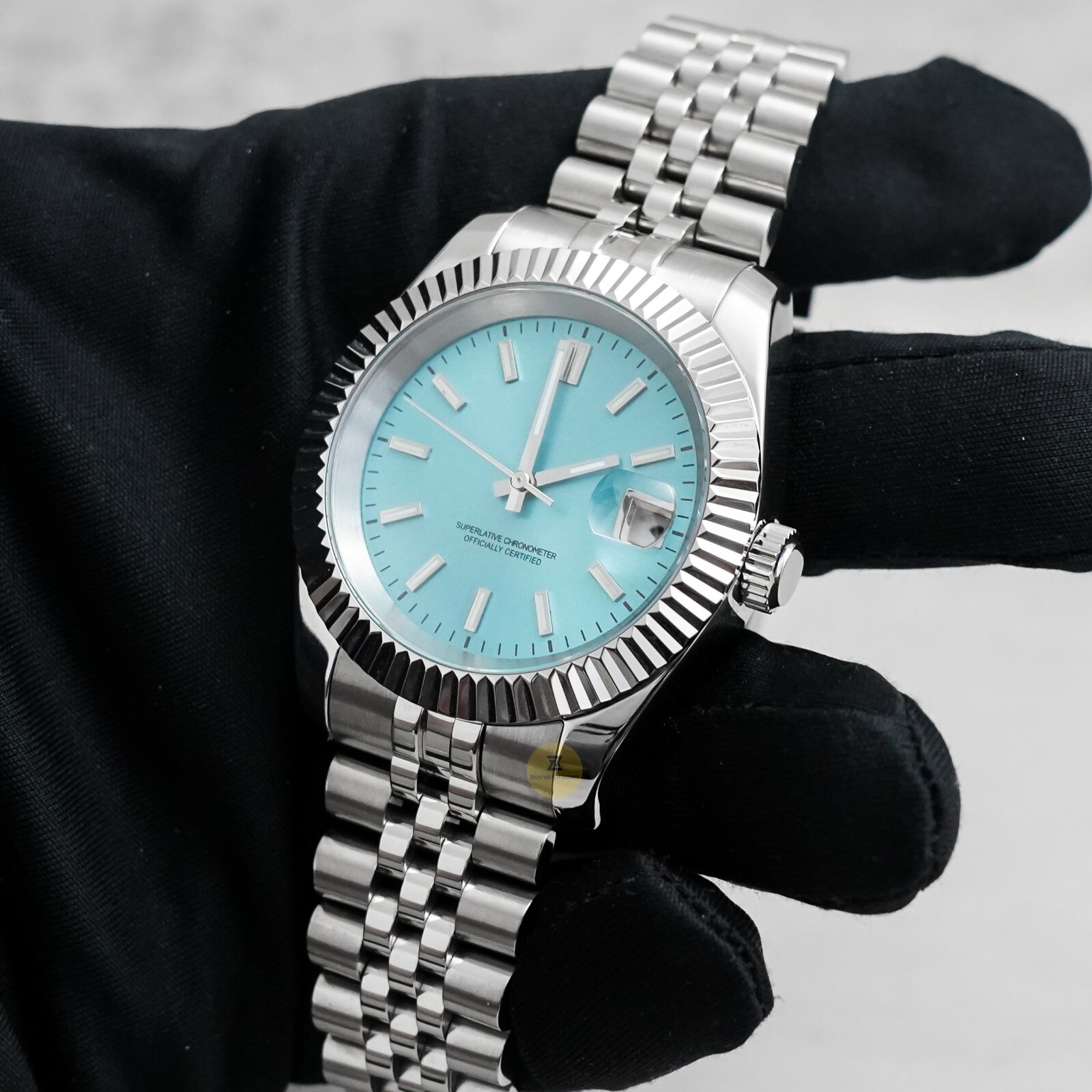 39mm Tiffany Blue No Logo Dial Datejust Style Custom Watch w/ NH35 Movement