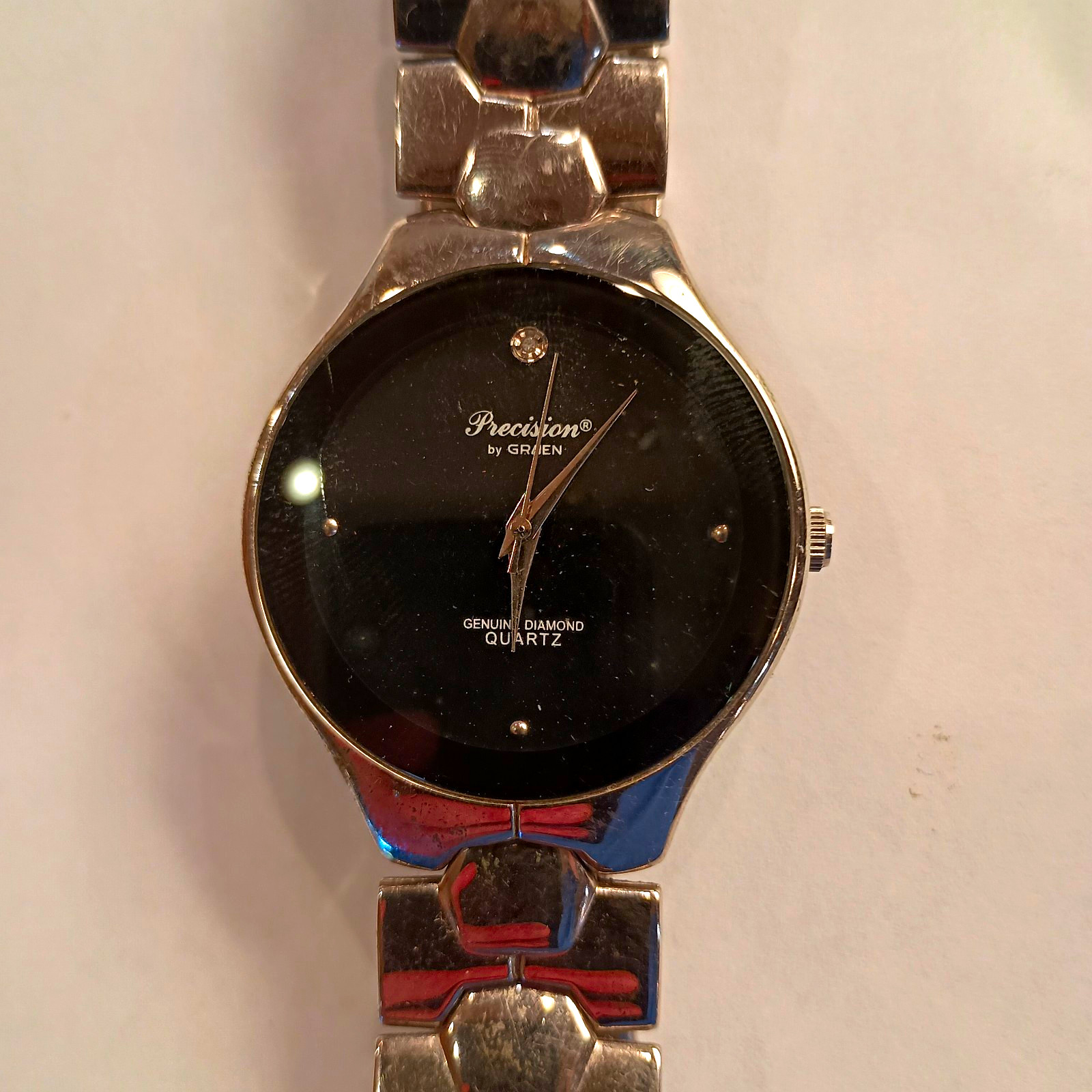 Gruen Precision Vintage Women’s Quartz Watch Black Dial Steel Bracelet 25mm