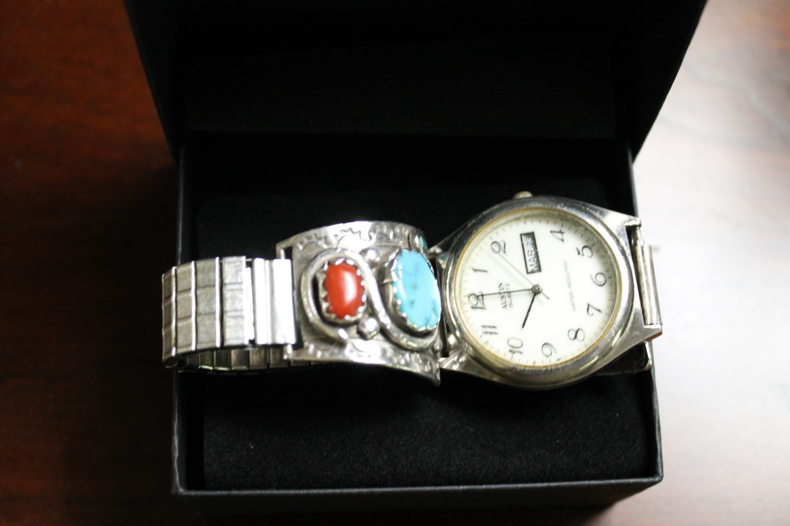 Antique Silver & Turquoise Mens Watch