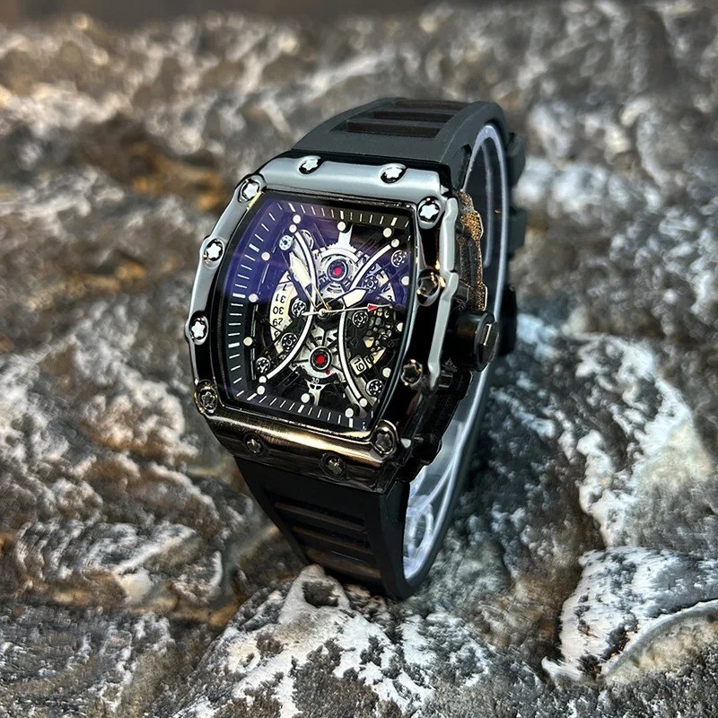 Men’s Watch Light Luxury Brand Wine Barrel dial Fashionable Night Glow Sports Wa