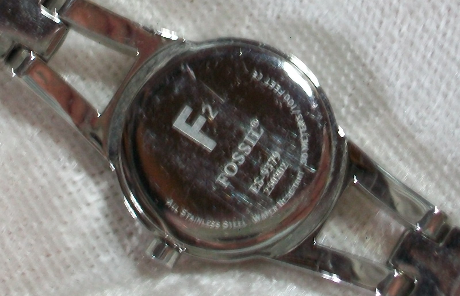 Vintage Fossil F2 Stainless Steel Lavender Purple Bracelet Wristwatch ES-9379