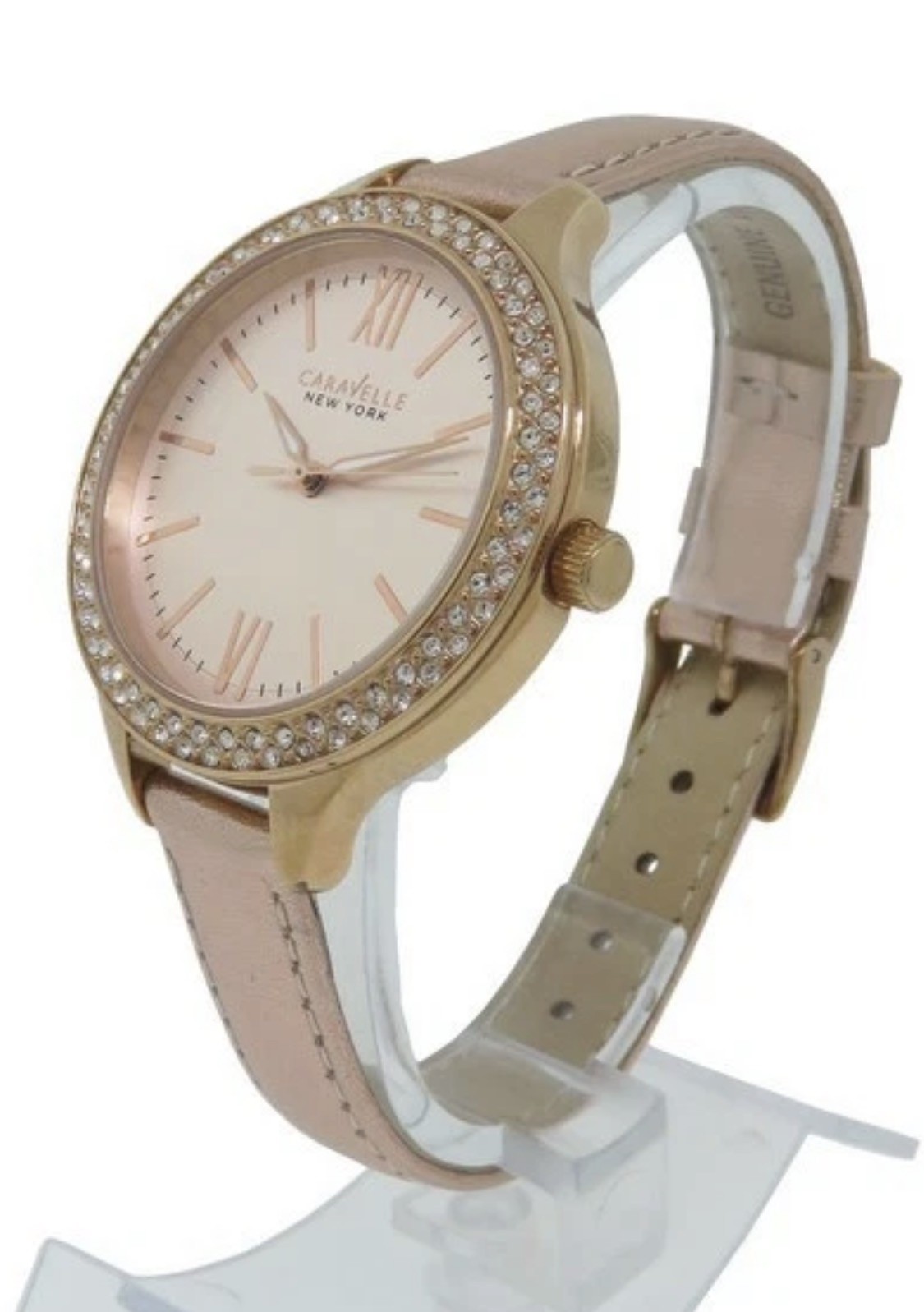 Caravelle New York 44L132 Women’s Analog Round Rose Gold Tone Crystal Watch