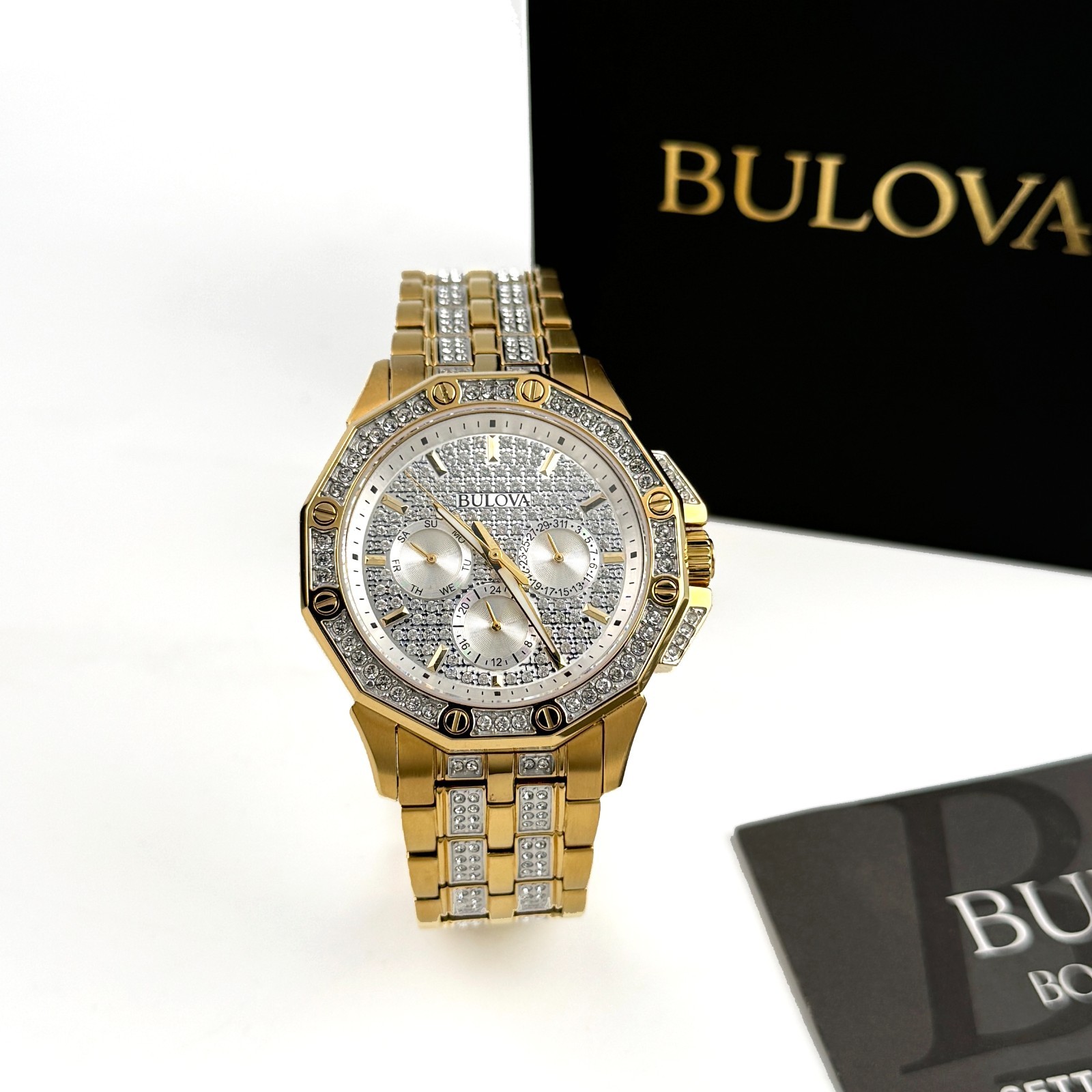 Bulova Crystal Octava 98C126 Quartz Gold SilverDial Stainless Men’s Watch 41.5mm