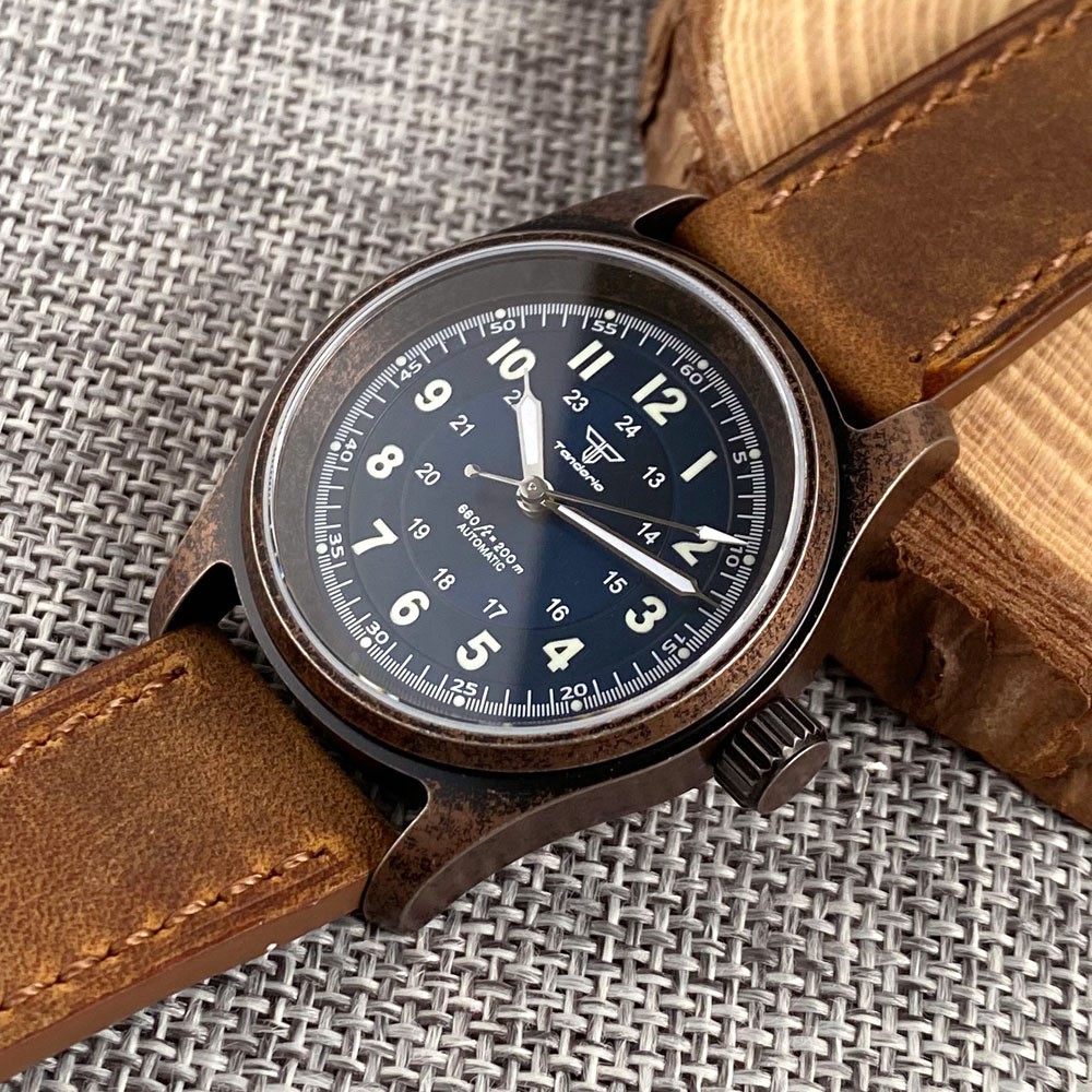 PVD Steel Case TANDORIO 36mm Military Field Watch Men Japan NH35 Automatic Watch