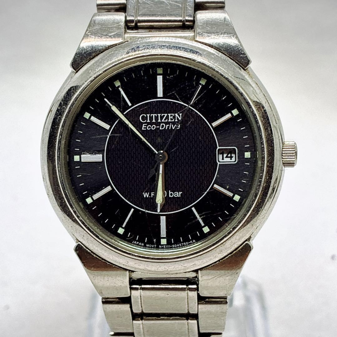 Citizen Eco-Drive Solar Date 10 ATM Water Resistant Black Dial E111 From Japan