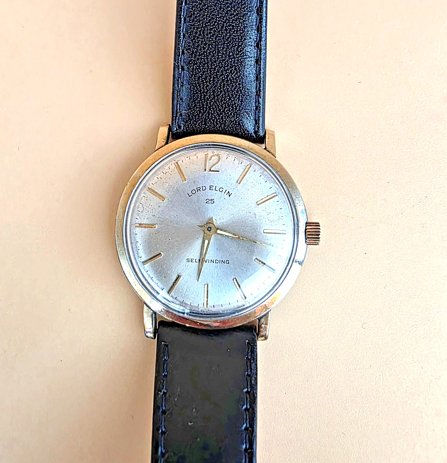Vintage 1961 Men’s LORD ELGIN 25 Jewel Self-winding 10K GF Bezel Swiss Watch Box