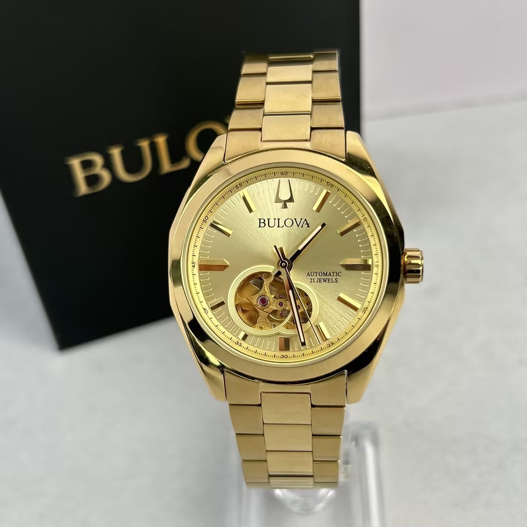 Bulova Surveyor Classic 97A182 Automatic Gold Tone Dial Men’s Watch 39mm New/Box