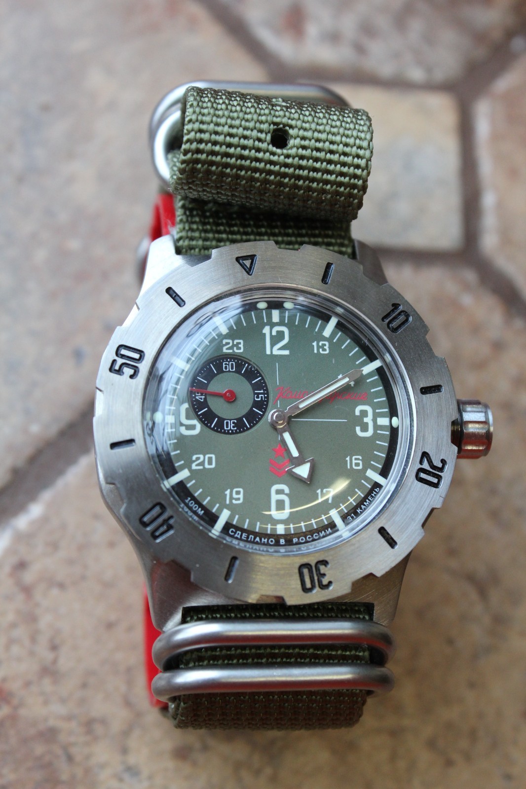 Vostok Komandirsky Diver Mechanical Auto Winding Wrist Watch 24 Hour K-35 350501