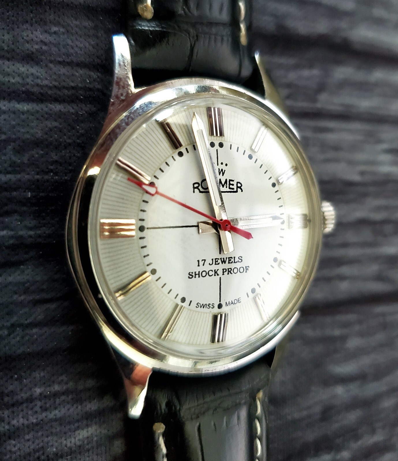 Rare Roamer Brevete Swiss Mens Manual Watch White Serviced