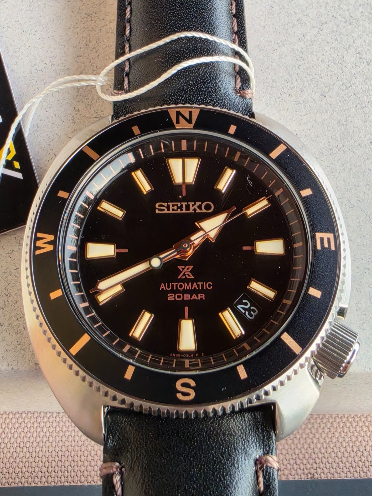 SEIKO ProspeX SRPG17K1 Black Automatic Watch Leather Diver’s 200m Tortoise Land