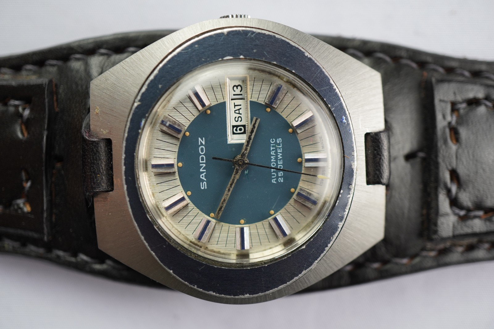 VINTAGE SANDOZ AUTOMATIC 25 JEWELS FHF 908 SWISS WATCH