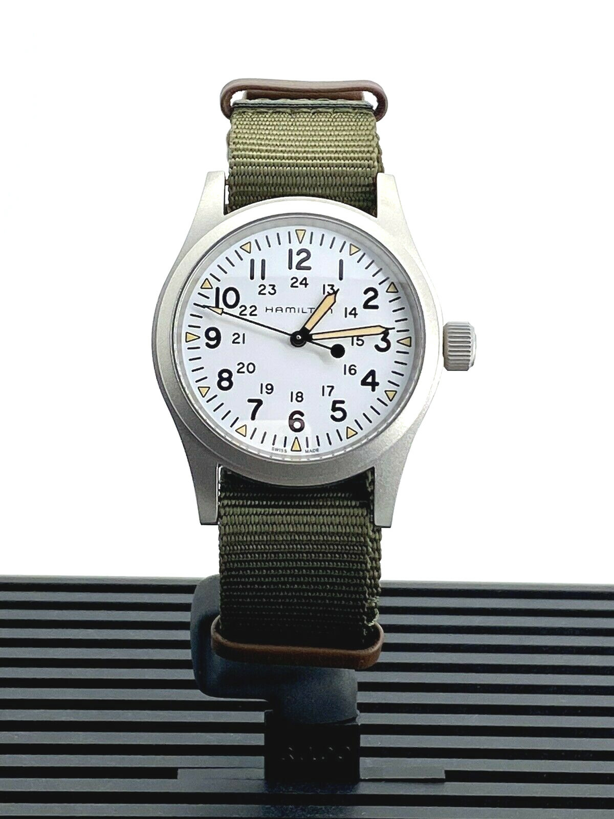 Hamilton Khaki Field Mechnical 38mm White Dial Green Strap Men’s Watch H69439411