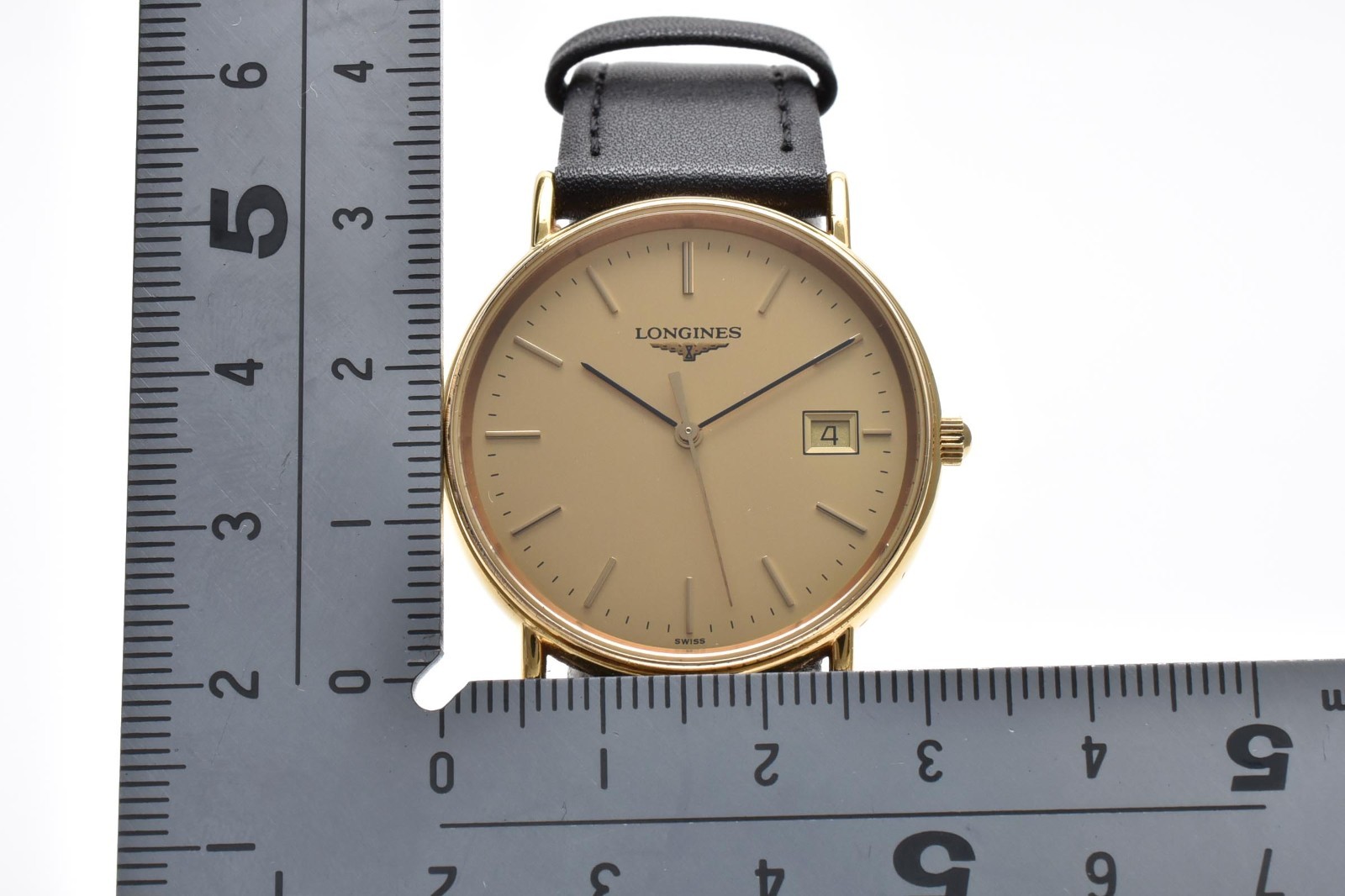 Longines Grand Classic L4.636.2 Gold Dial Date Quartz Men’s Thin Dress Watch