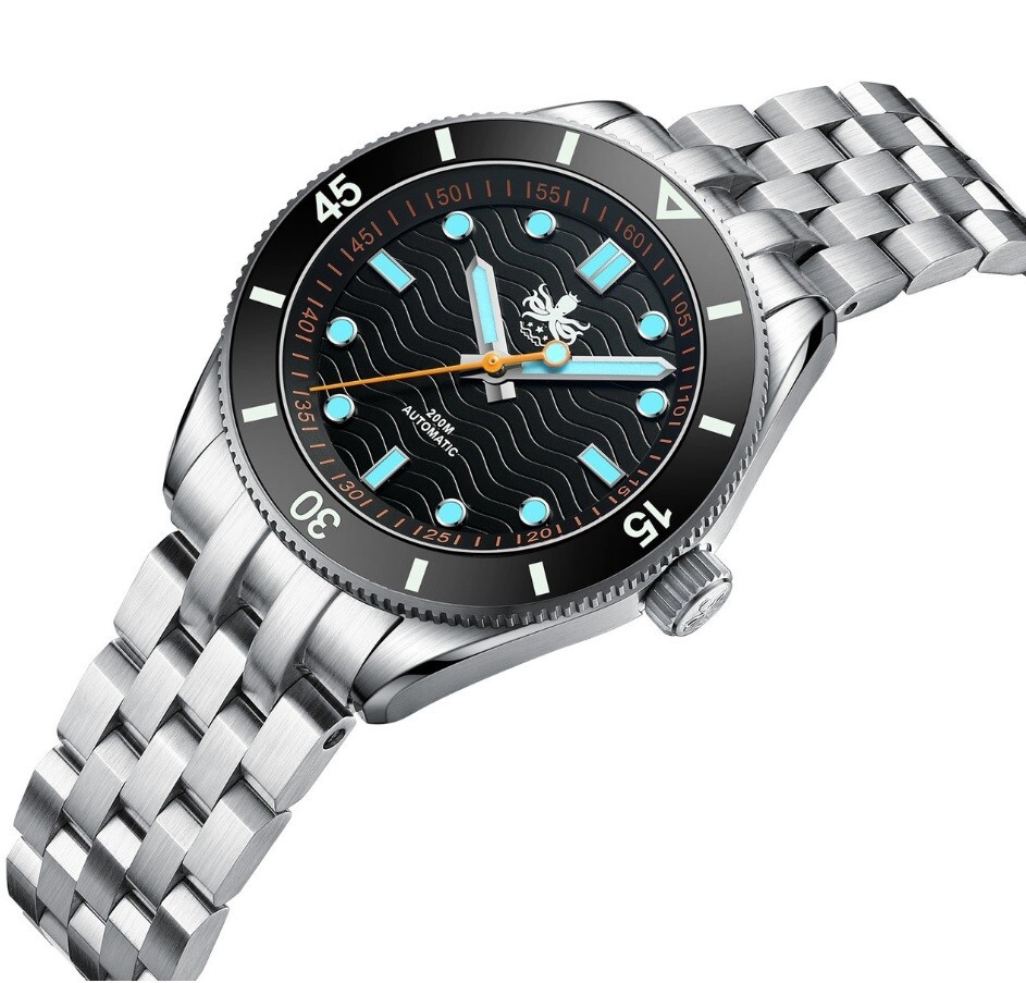 PHOIBOS Wave Master PY053CN Mens Diver Black NO Date 200m