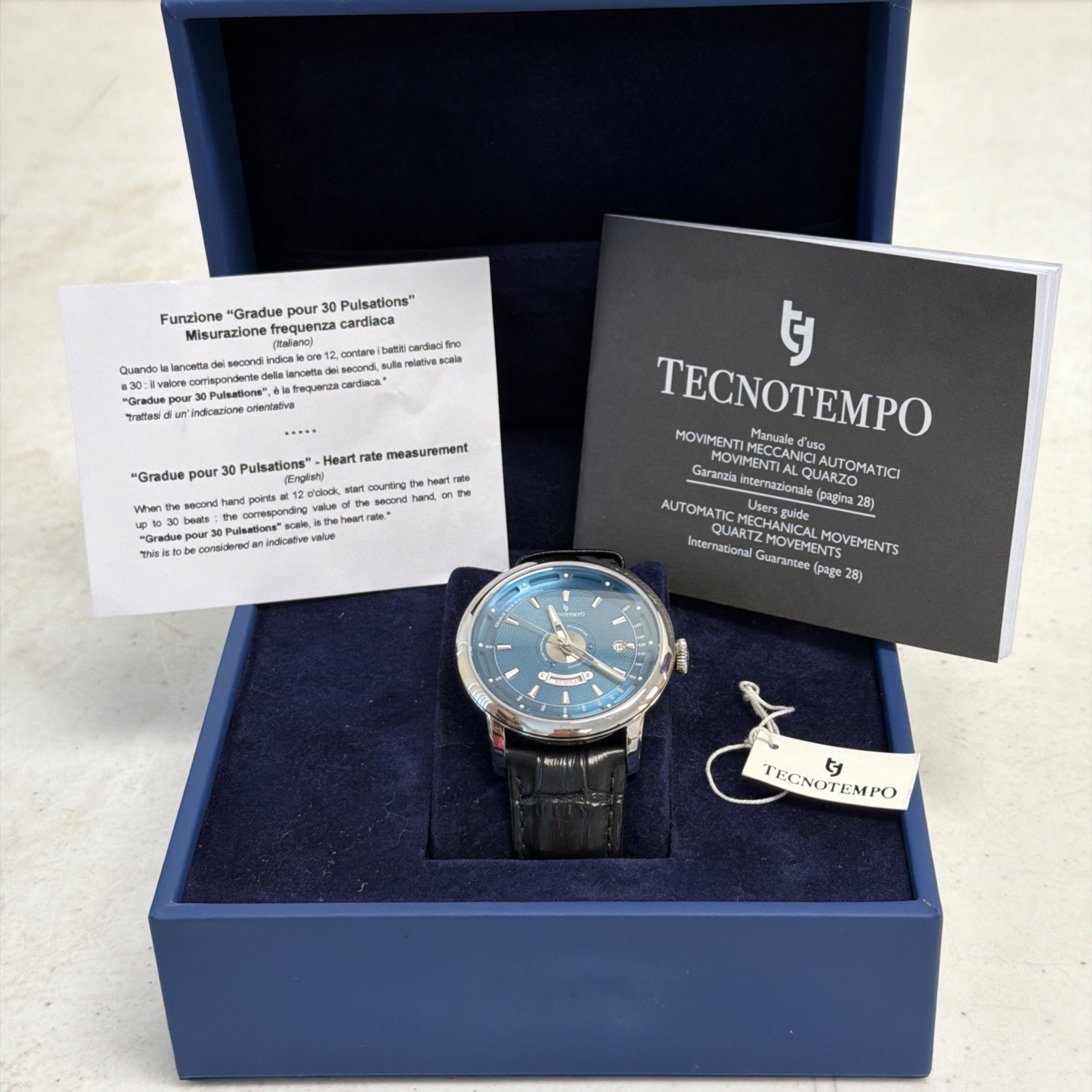 Brand New Tecnotempo Automatic Pulsometer Blue Special Edition No.36 US Seller!