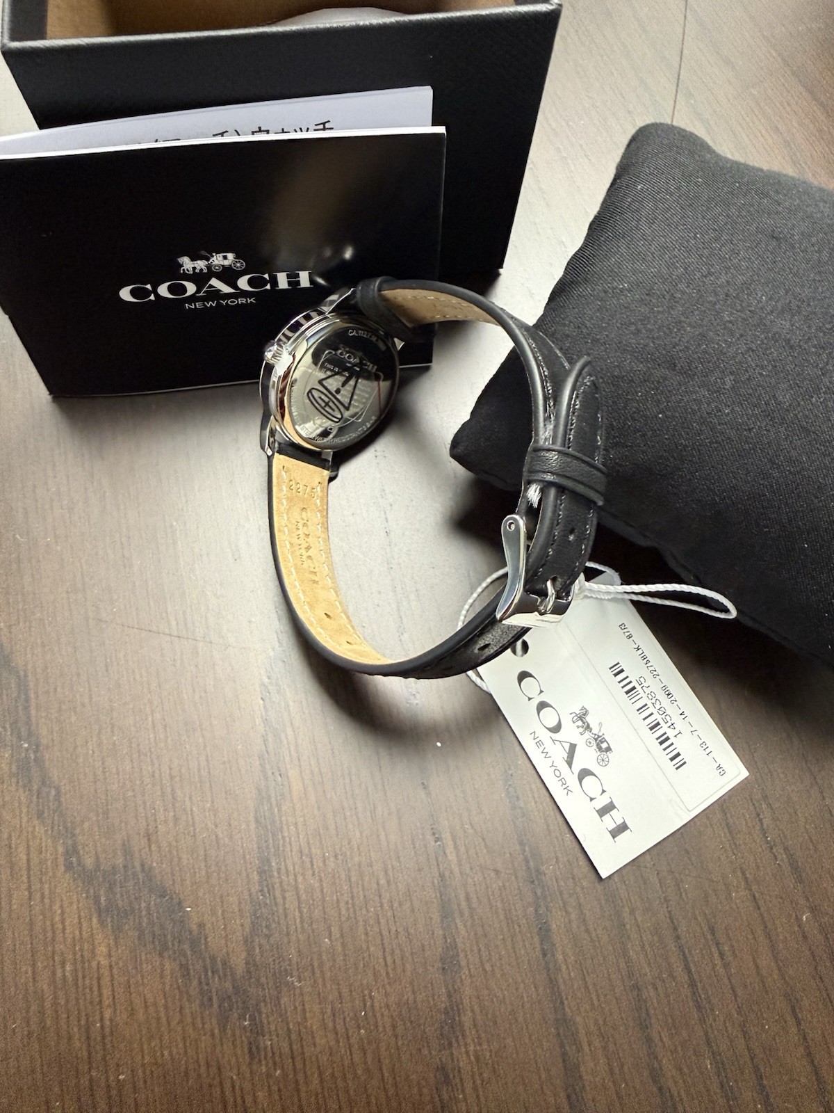 Coach Grand Woman’s Watch Silver Dial Black Leather Strap 28mm Brand New