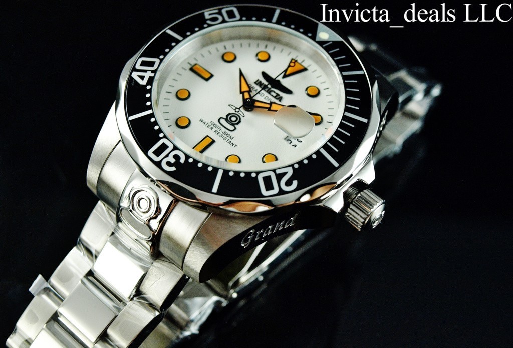 Invicta Men’s 47mm GRAND DIVER AUTOMATIC NH35A FULL LUME Dial Silver Tone Watch