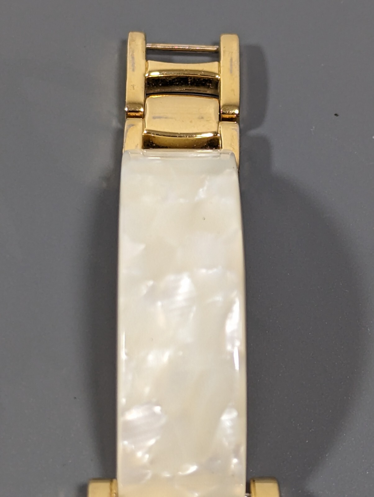 Massini Gold Tone Dial Rectangle Case White Band Watch