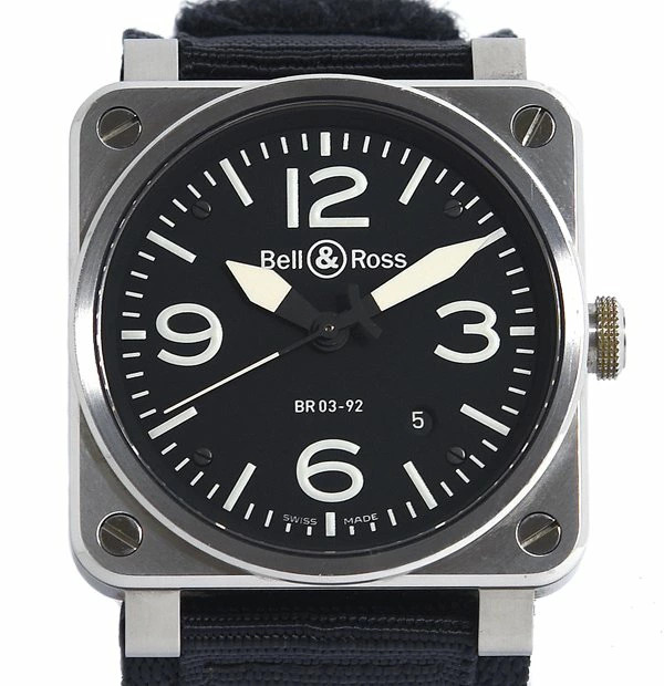BELL&ROSS WATCH BR03-92 AUTOMATIC WINDING DATE BLACK DIAL STAINLESS STEEL MEN’S