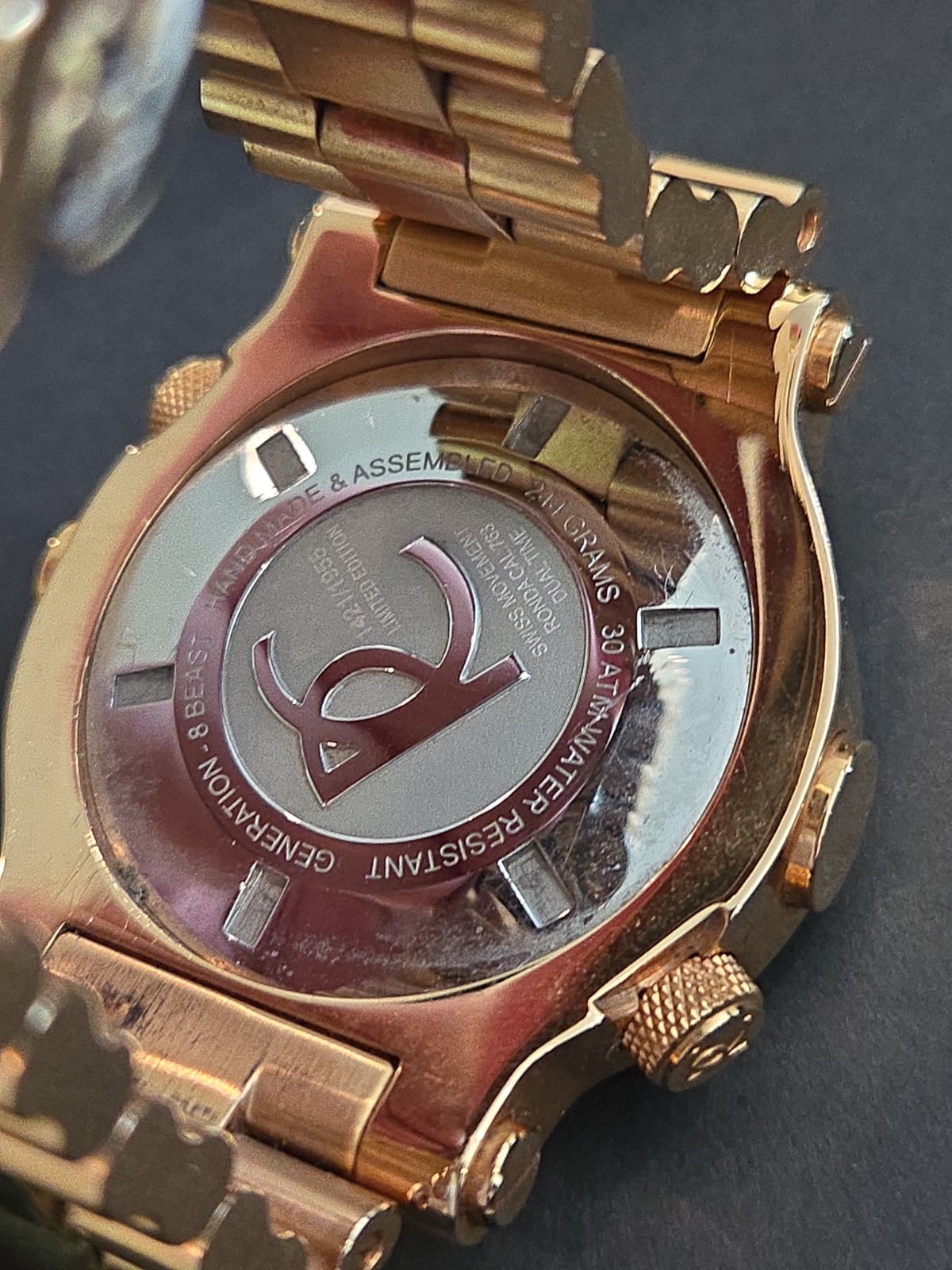 Renato Generation 8 Beast Dual Time Rose Gold PVD 45mm Watch (New Batteries)