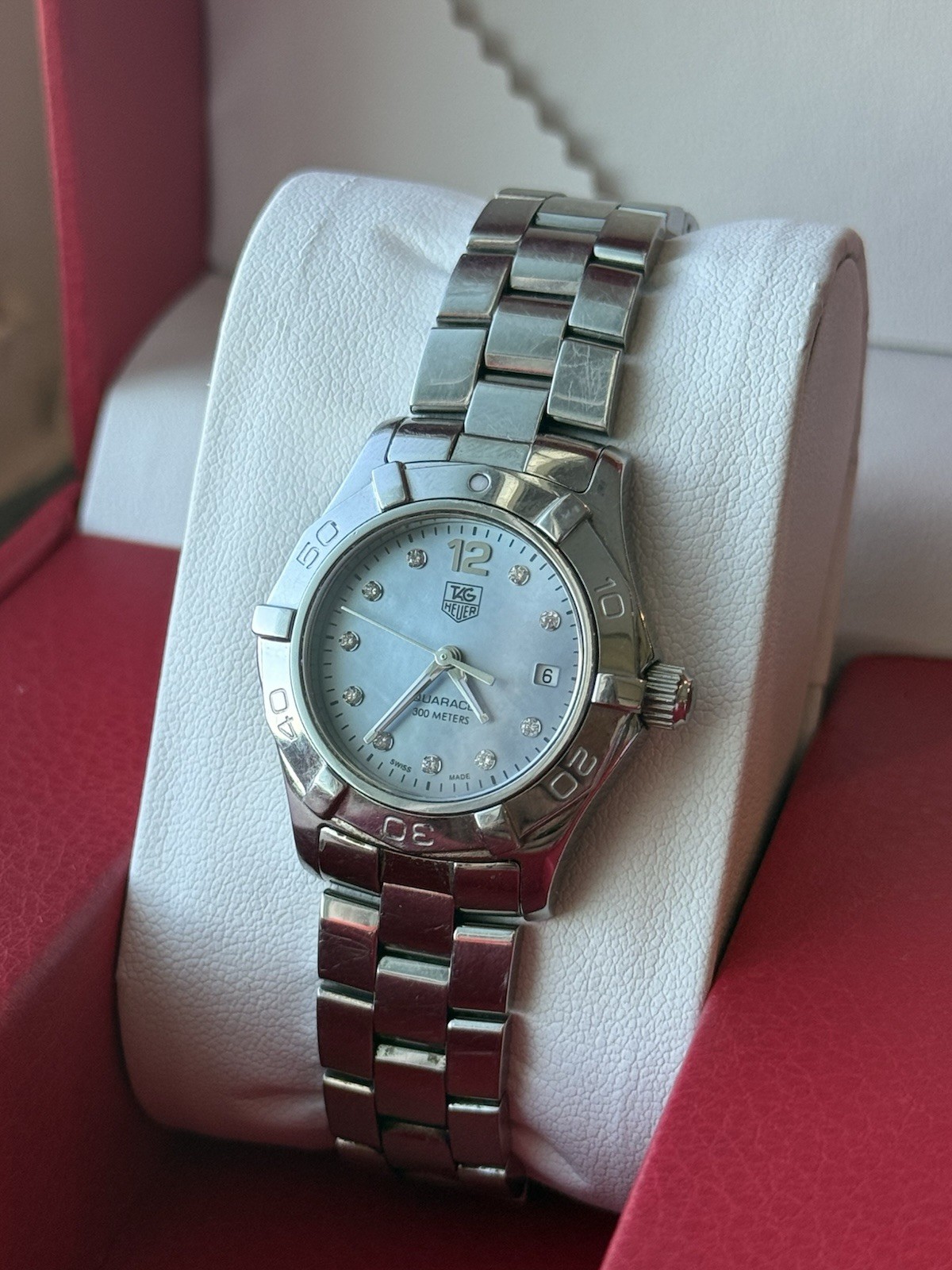 TAG Heuer Aquaracer WAF1419 Blue Mother of Pearl Diamond Dial Ladies 27mm