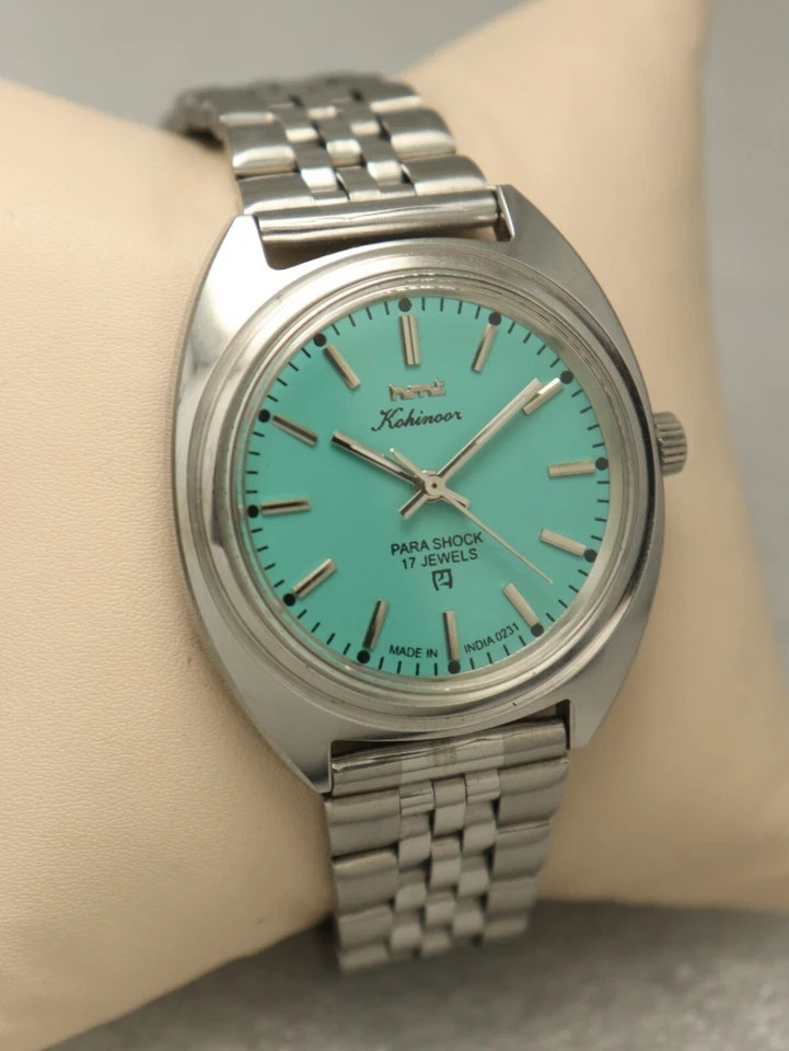 Used HMT Kohinoor Turquoise Color Dial Shock 17 Jewels Hand Winding Men’s Watch