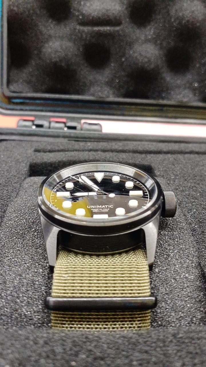 Unimatic U5S-BLN Automatic Dive Watch Leather Canvas Strap #M-1930