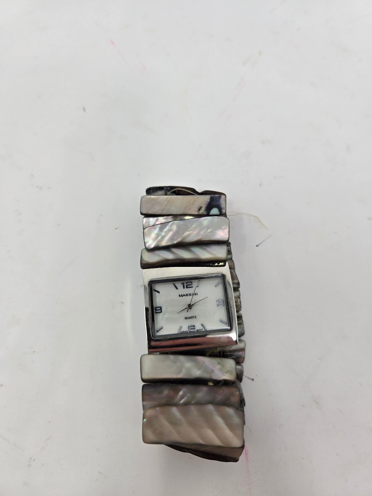Vintage Massini Quartz Watch – Square Silver Case, White Dial,
