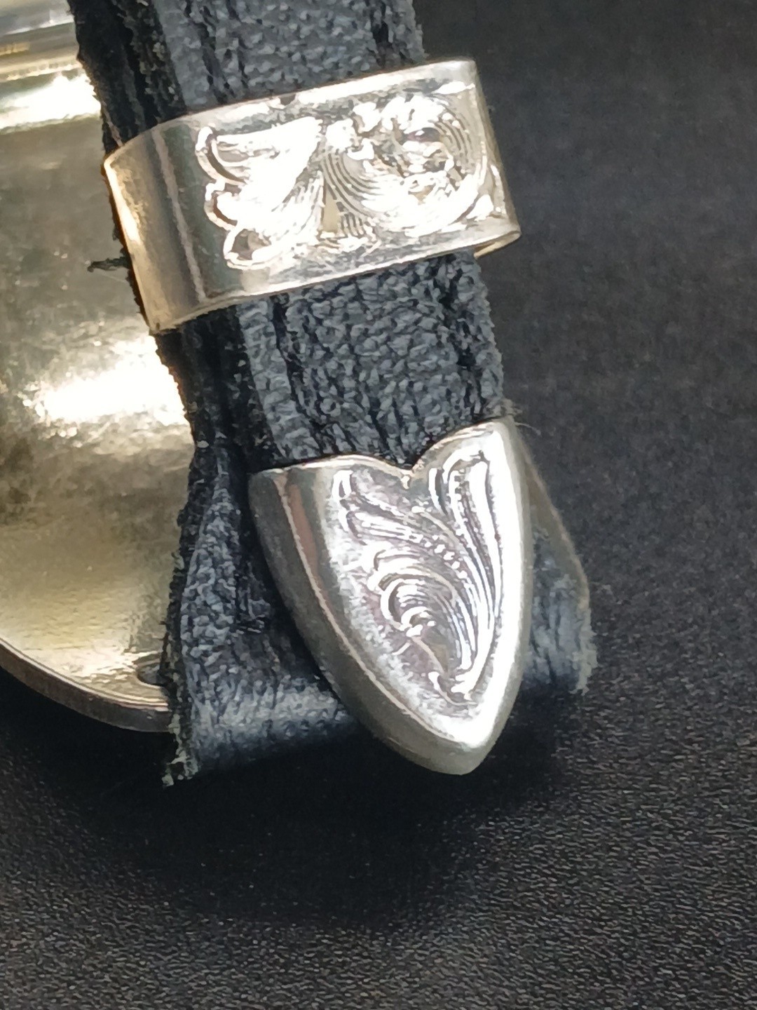 Montana Silversmiths Watch Silver And Gold With Sheep Emblem Black Leather Strap