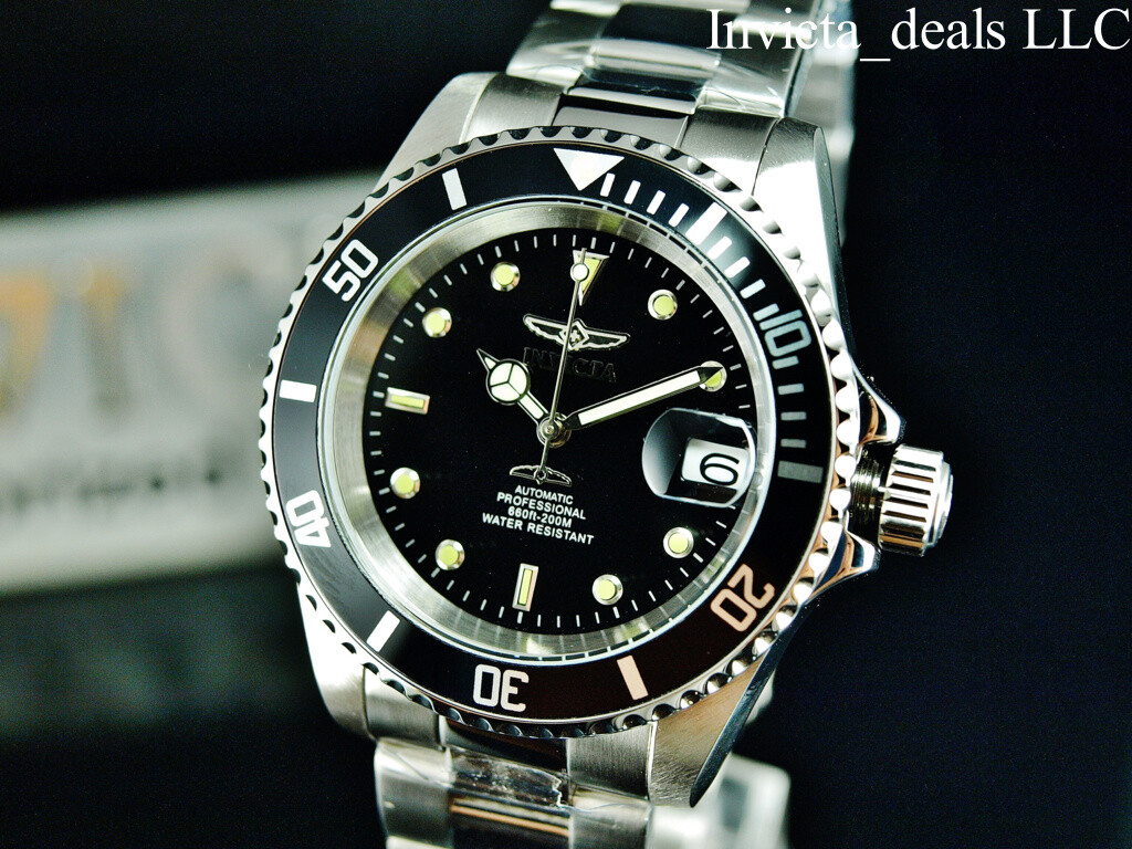 Invicta Men’s 40mm Pro Diver AUTOMATIC NH35A BLACK DIAL Silver Watch
