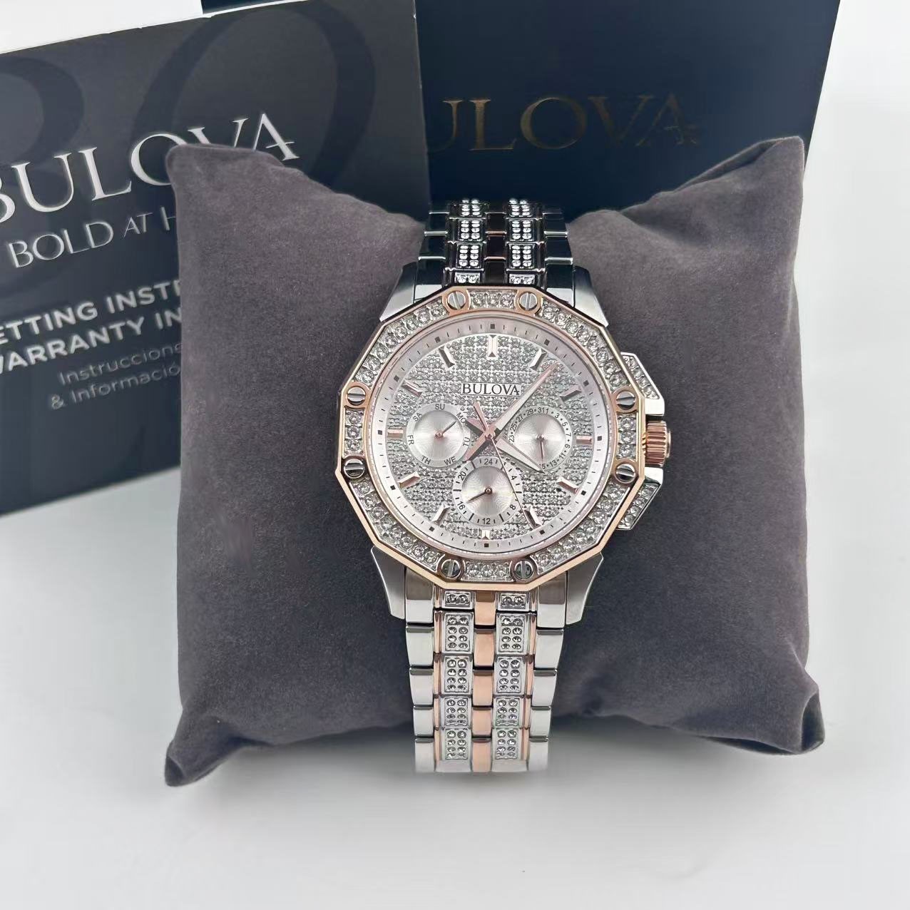 Bulova Octava 98C133 White Dial Rose Gold Stainless Steel Men’s Quartz Watch