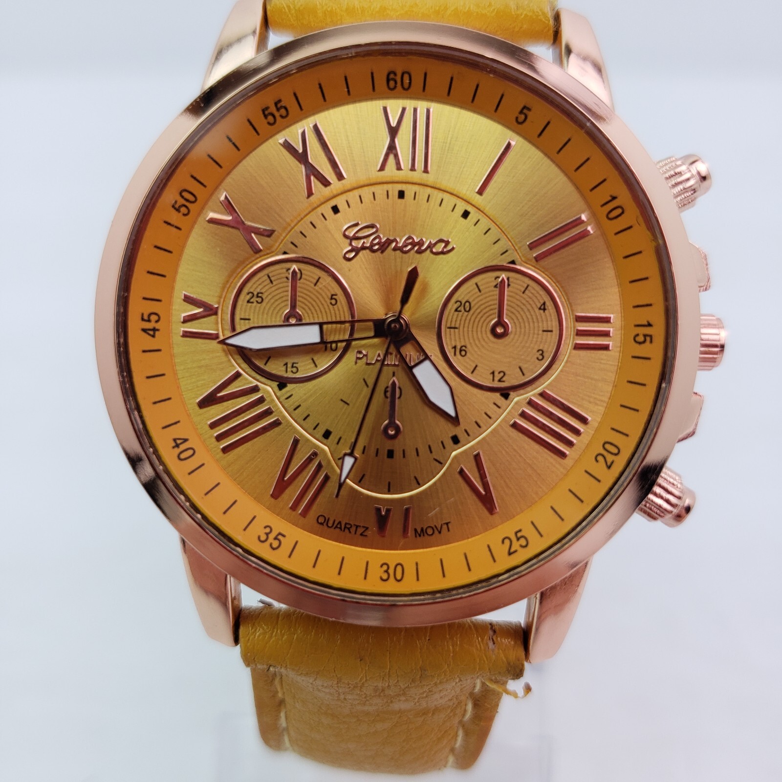 Unbranded Geneva Quartz Fashion Costume Adult Yellow Rose Gold Wrist Watch