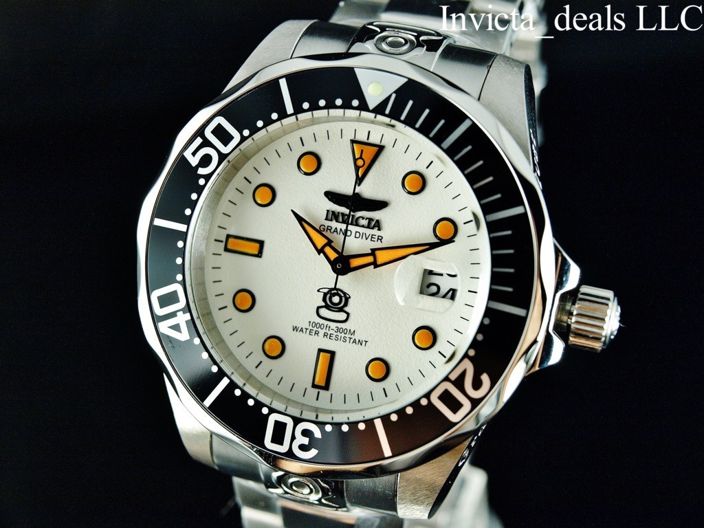 Invicta Men’s 47mm GRAND DIVER AUTOMATIC NH35A FULL LUME Dial Silver Tone Watch