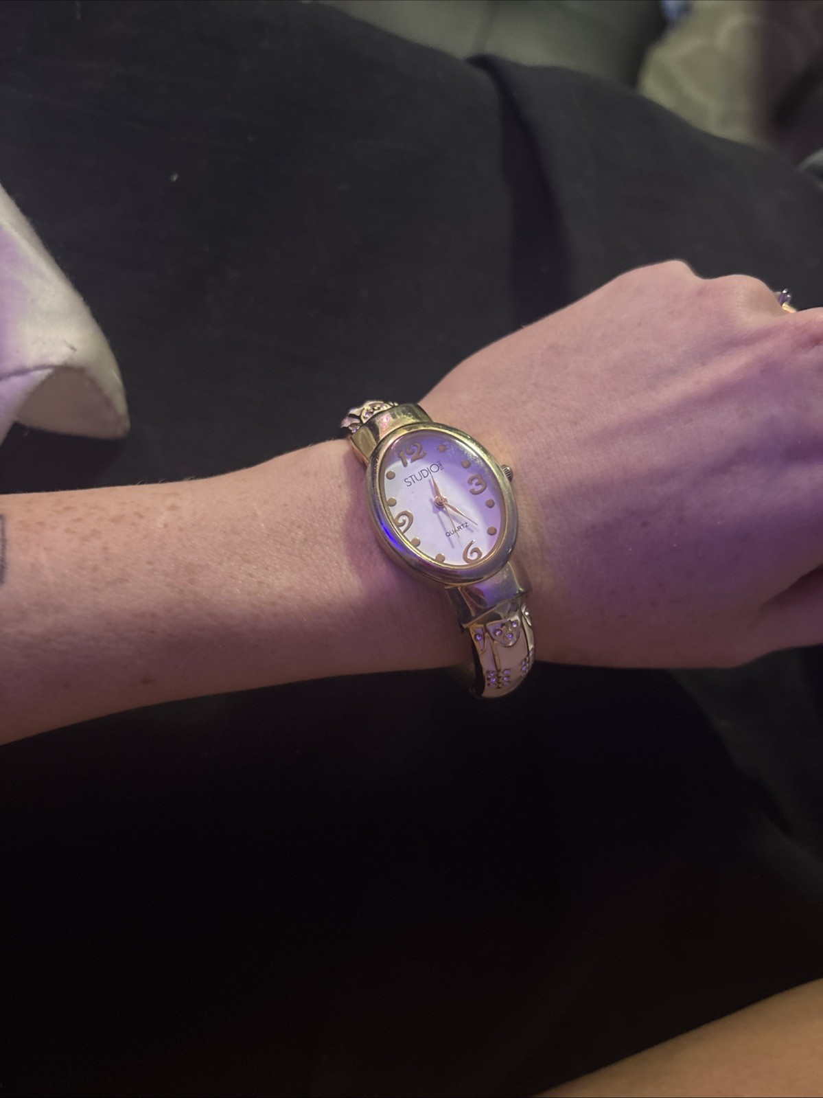 Studio Time Women’s Quartz Bangle Watch Gold And Pale Pink And Ivory
